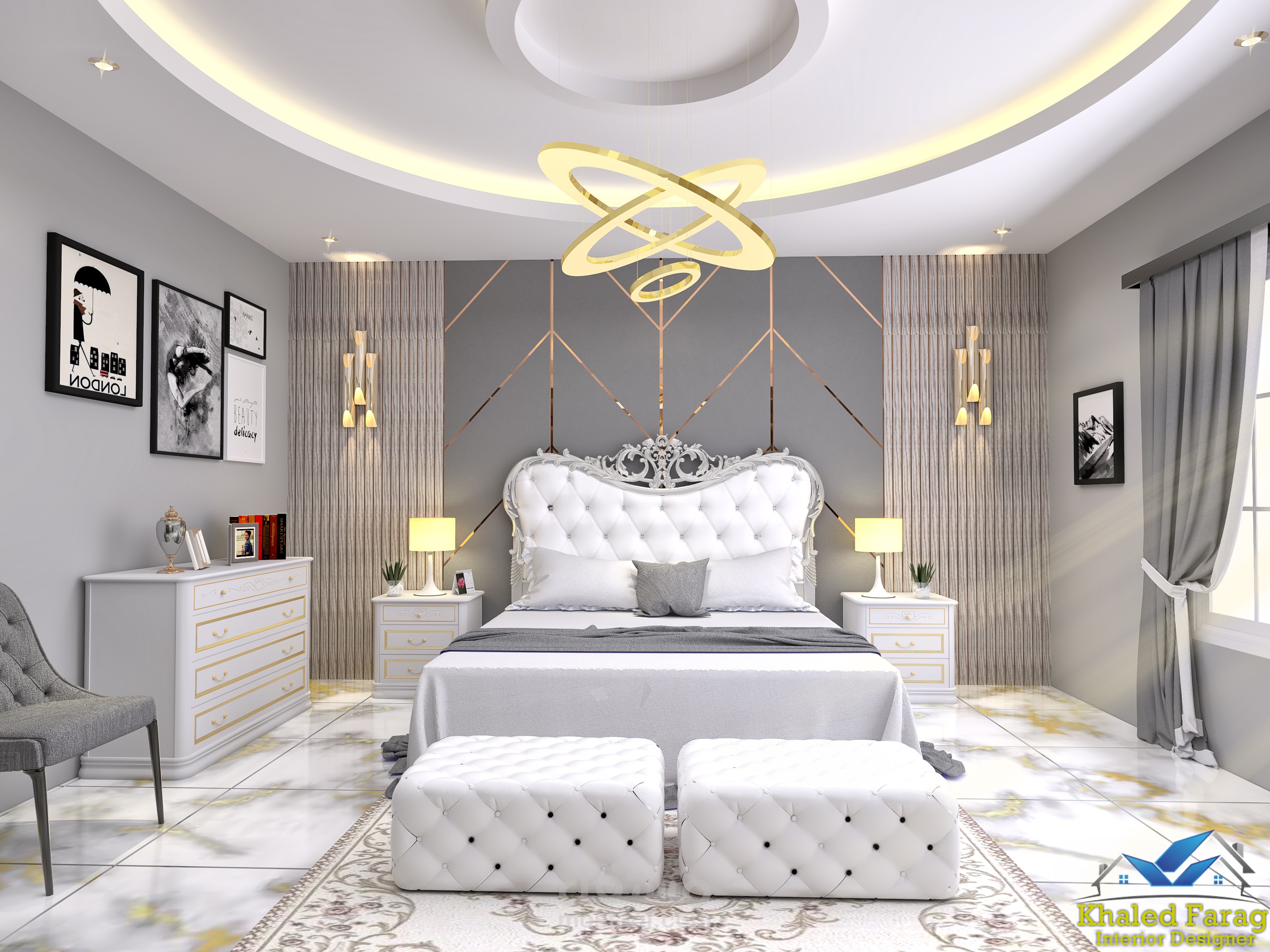 غرفة نوم بها دريسنج روم