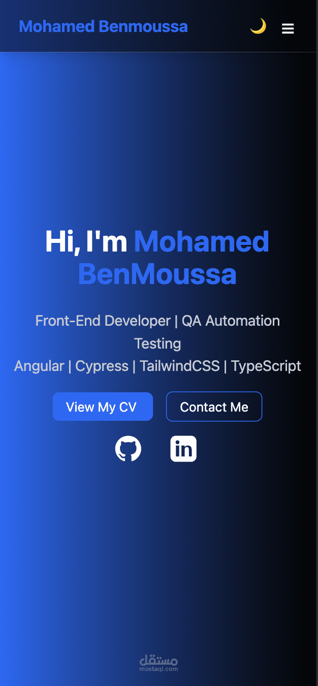 تصميم وتطوير صفحة portfolio شخصية لمطور واجهات أمامية