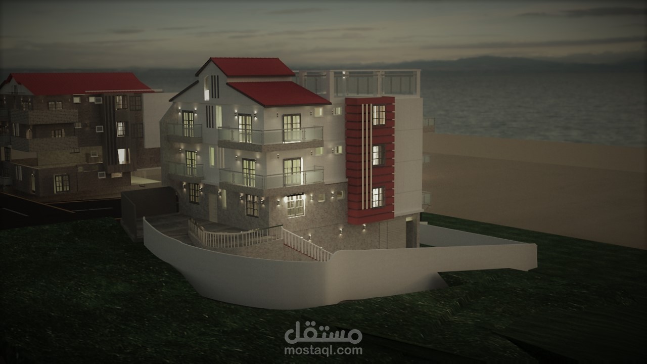 تصميم ثلاثي الابعاد لعمارة سكنية