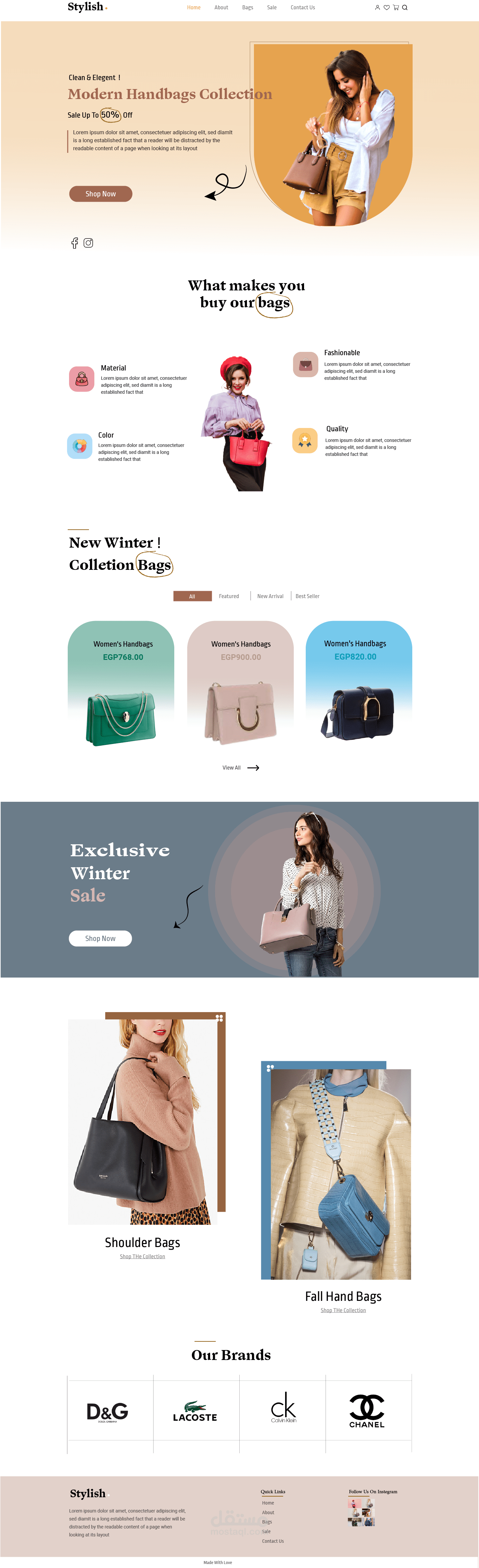 landing page of Bag website