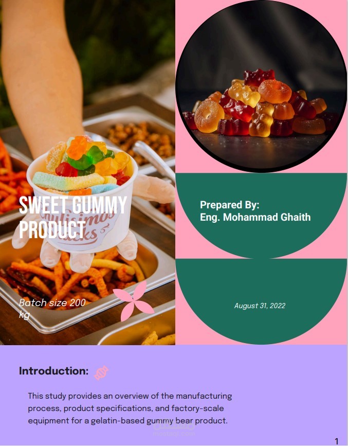 Study for Sweet Gummy Product with Costing