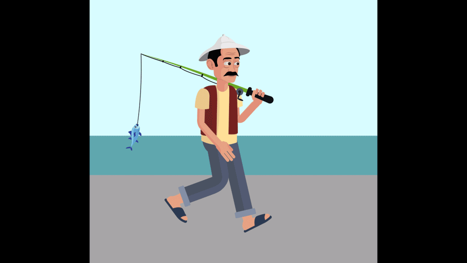 Walking cycle for the fisher character
