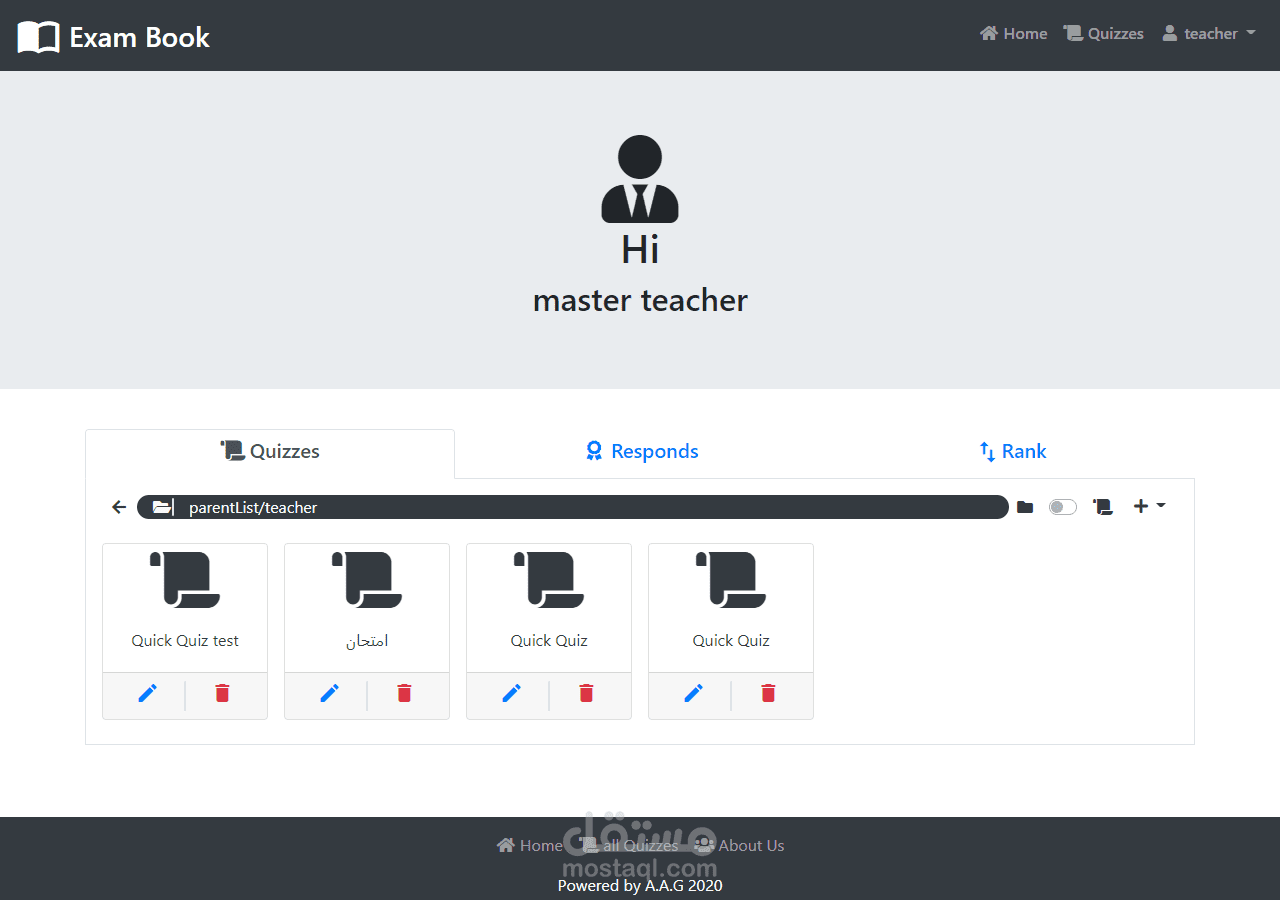 موقع ويب احترافي لعمل الامتحانات