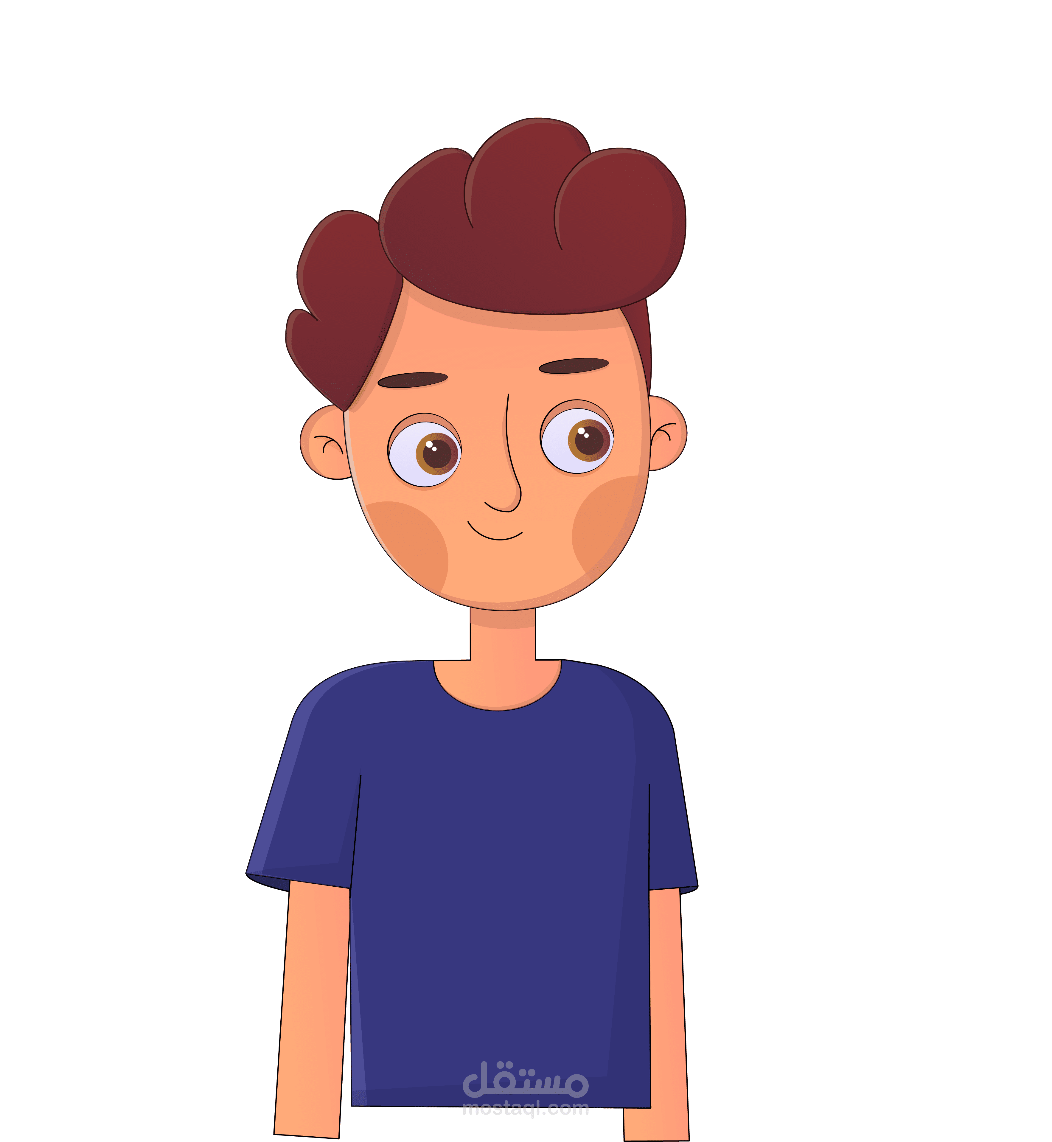 تصميم شخصية كرتونية مع تعابير الوجه المختلفة