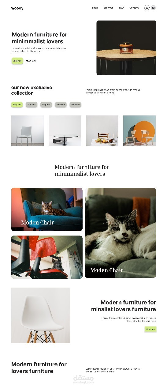 تصميم Landing Page عصري لمتجر أثاث على Figma