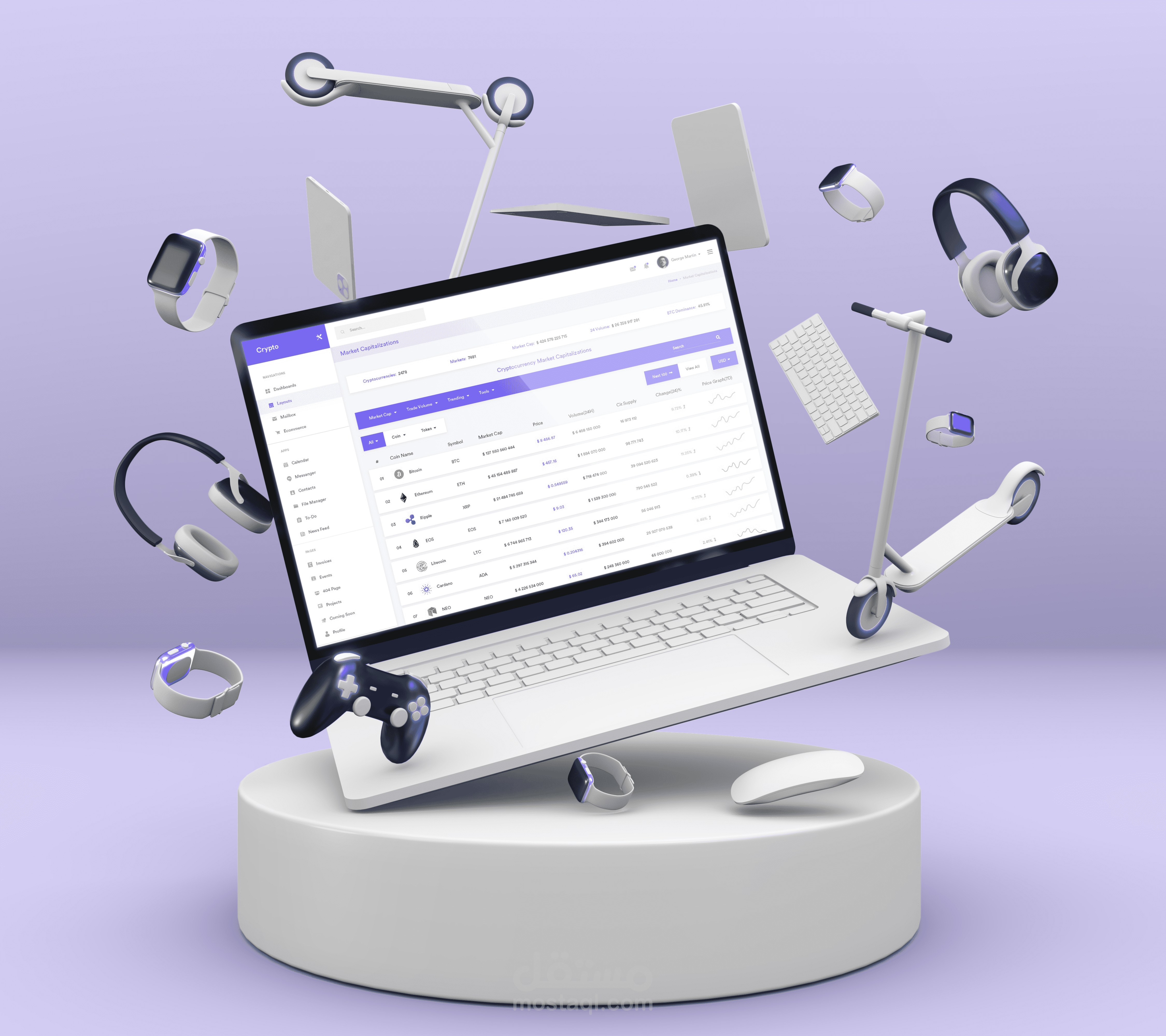 تصميم لوحة تحكم للعملات الرقمية