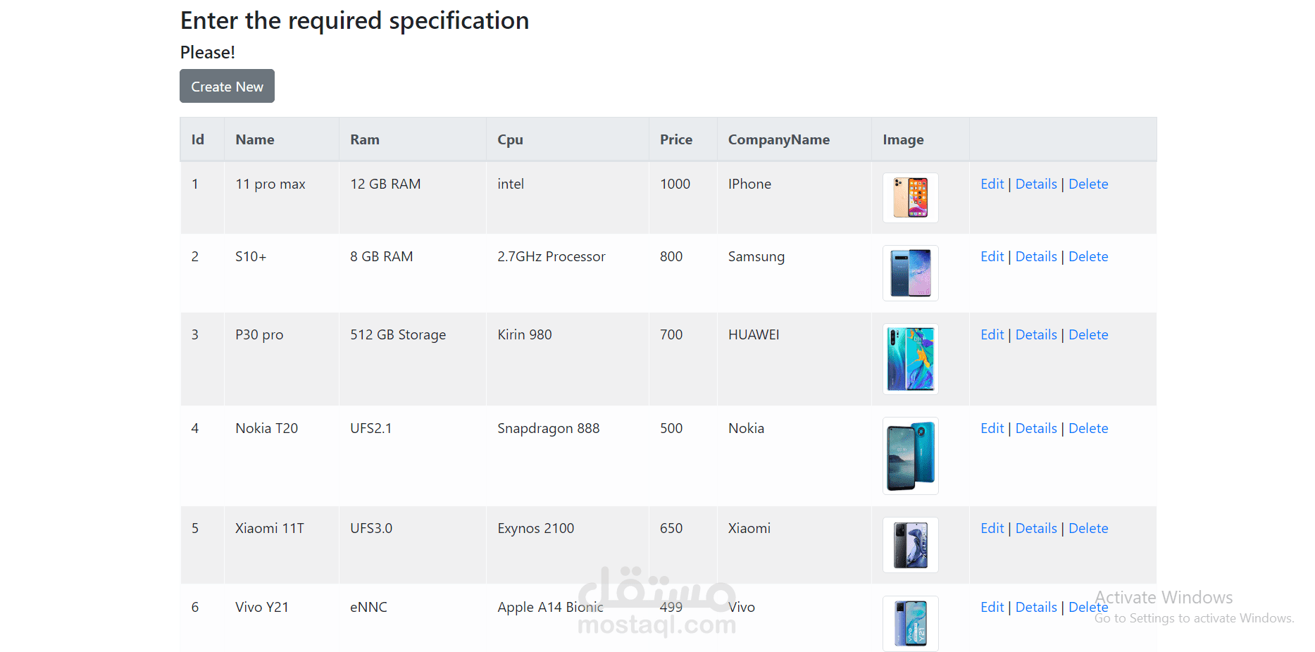 Website Mobile Store  ASP.net
