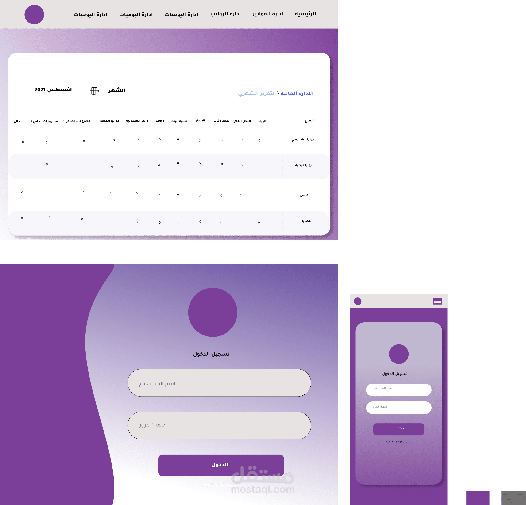 login and Dashboard