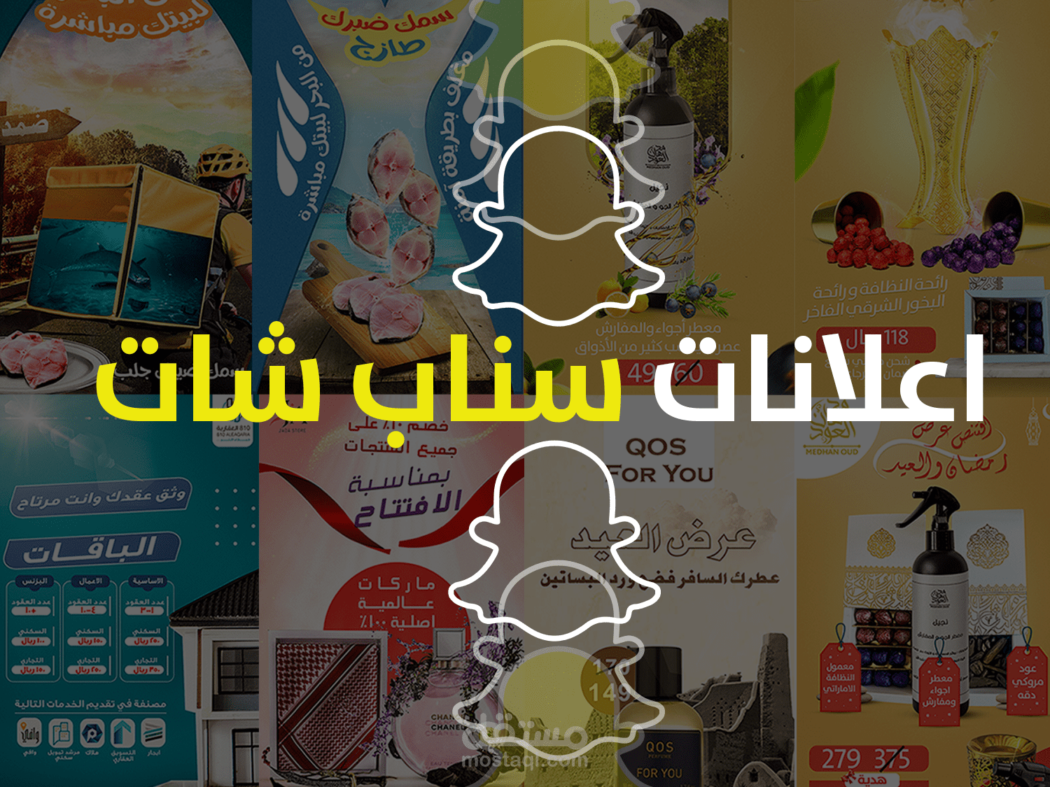 تصميمات اعلانات لاسناب شات لمجالات مختلفة