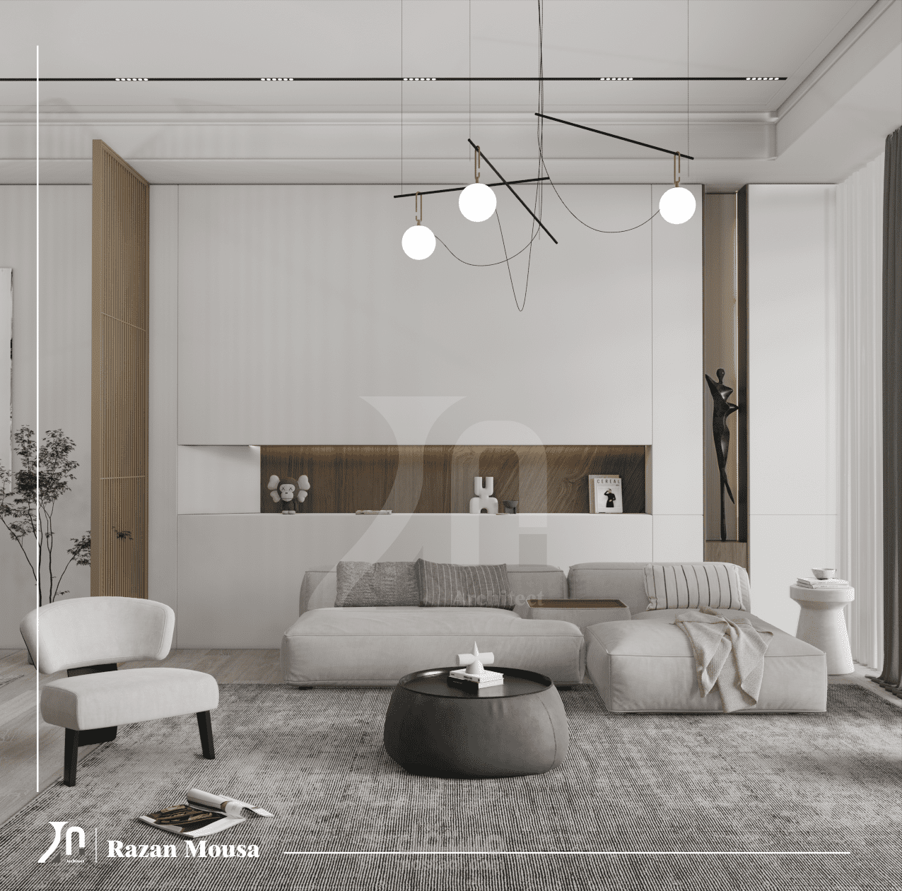 تصميم داخلي لغرفة معيشة بمنتجع سياحي | دقة BIM وإظهار واقعي