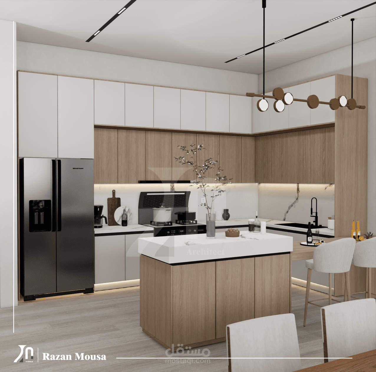 تصميم مطبخ عصري لمنتجع سياحي | دقة هندسية وإظهار واقعي