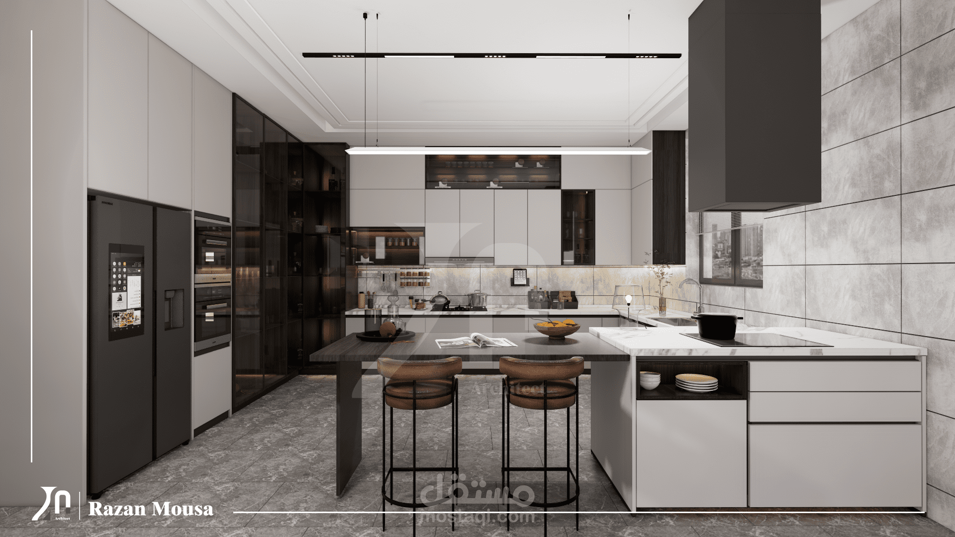 تصميم مطبخ فيلا سكنية (السعودية) | نمذجة BIM وحلول هندسية متكاملة