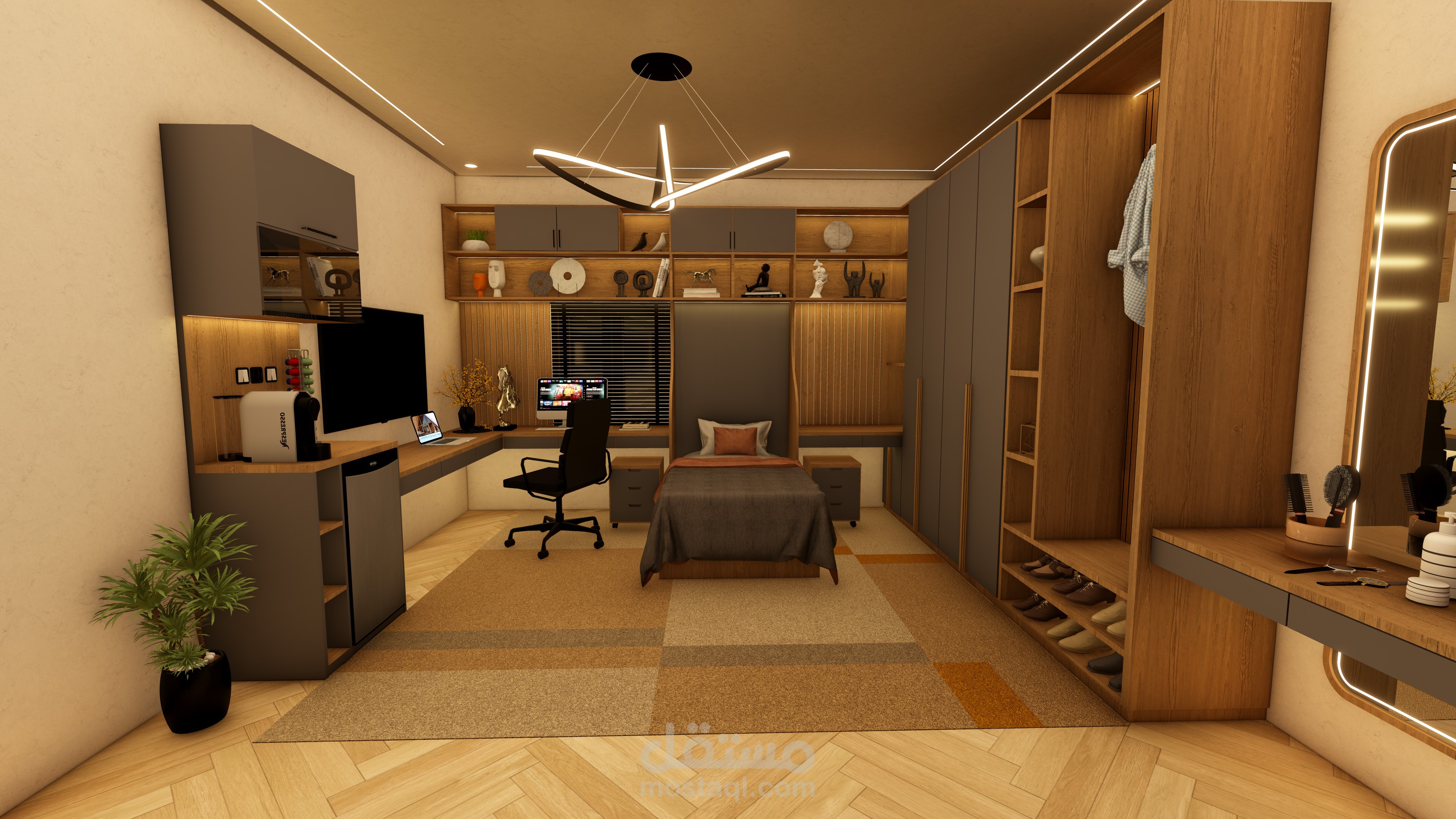 تصميم غرفة نوم شبابي