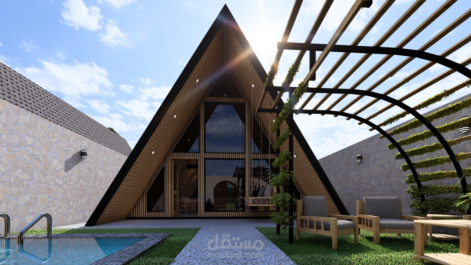 A-Frame Wooden house | Two-Story Nature Retreat