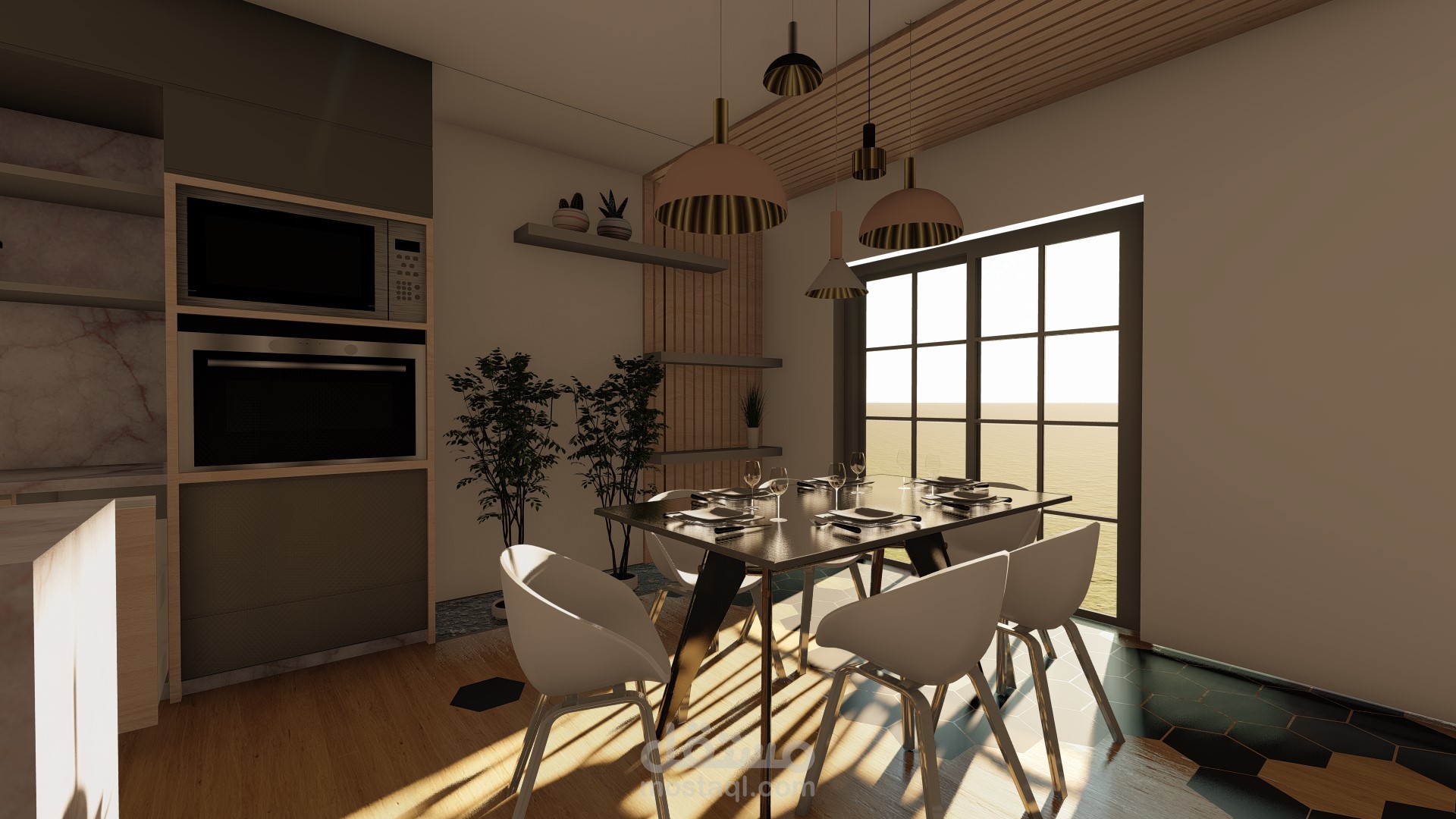 تصميم داخلي لمطبخ مفتوح