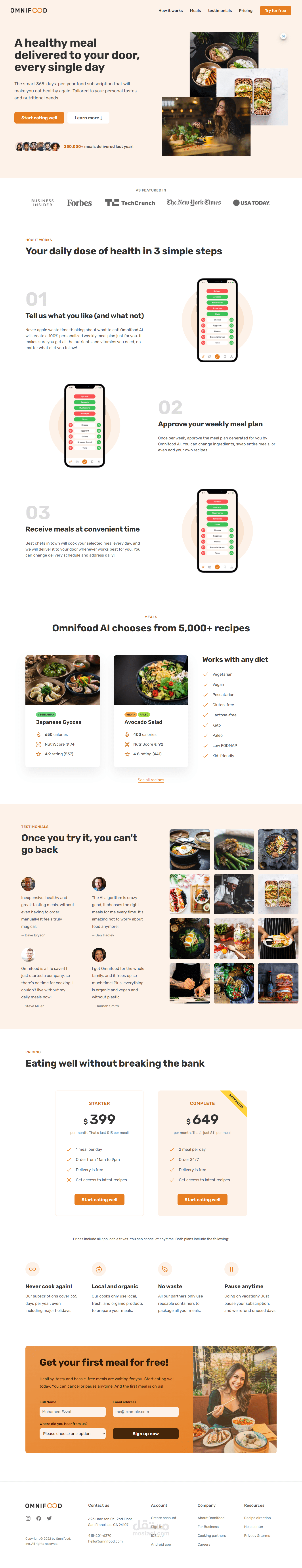 موقع تعريفى لمطعم omnifood