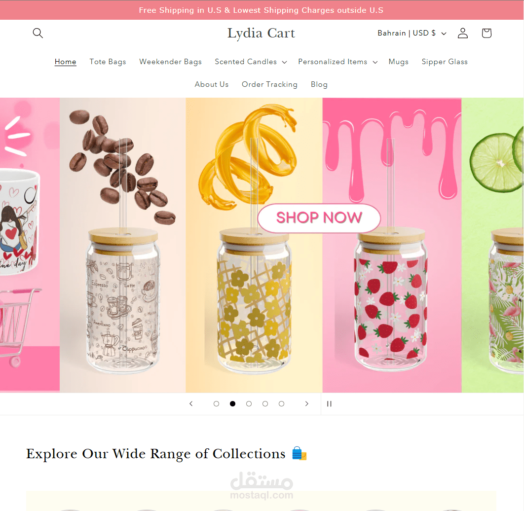 تطوير وإنشاء موقع شوبيفاي لـ LydiaCart