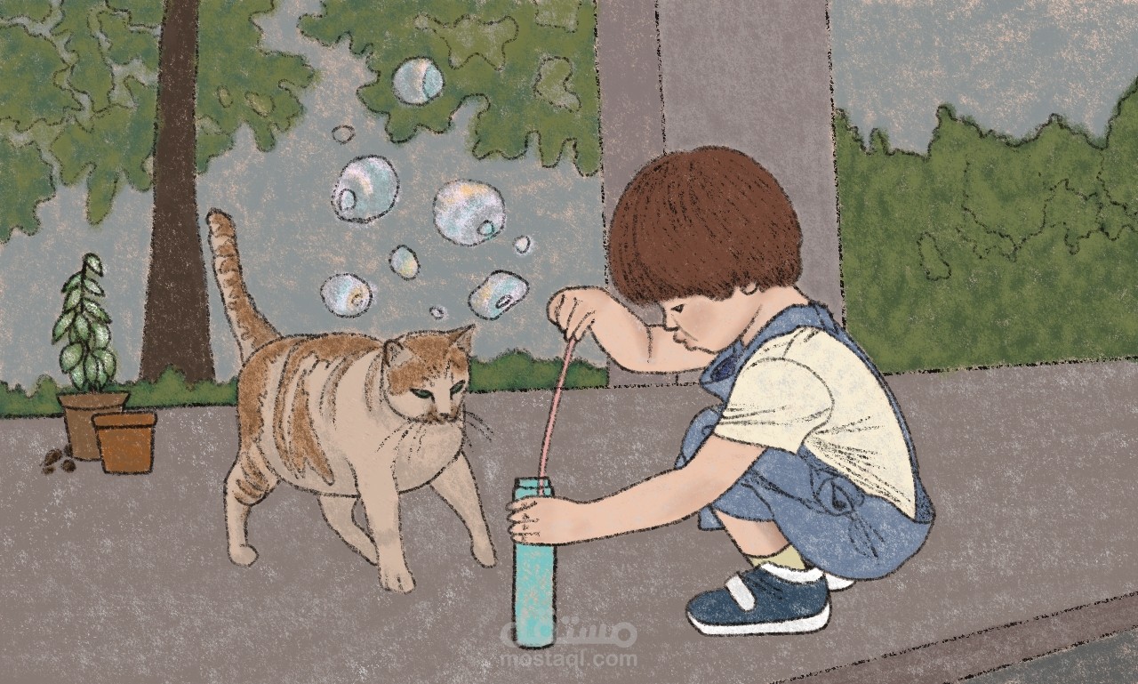 رسم رقمي لمشهد من قصة اطفال