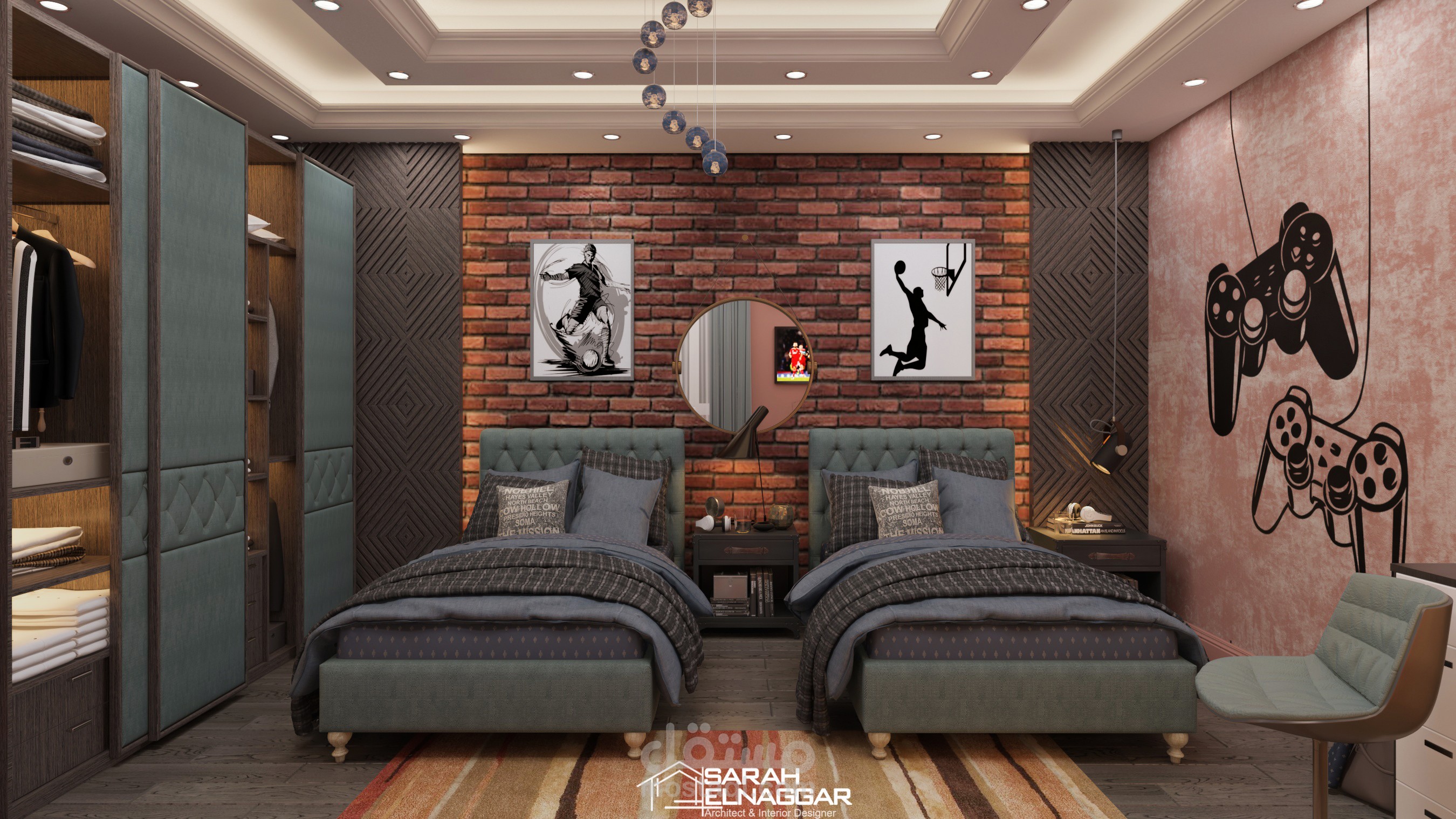 تصميم غرفة نوم شبابى