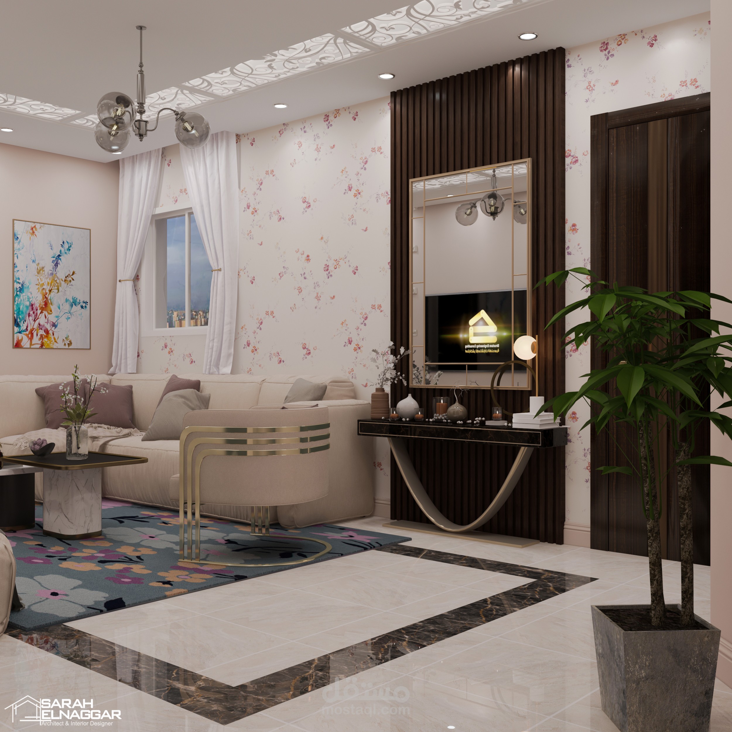 تصميم مودرن لغرفة معيشه داخلية