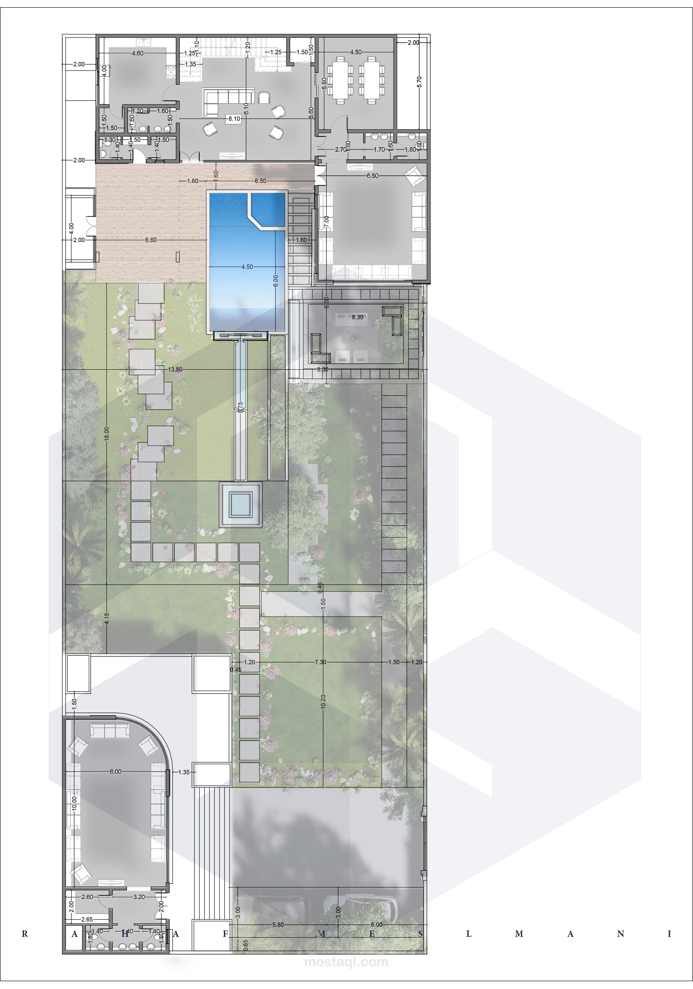 تصميم فيلا خاصة في المملكة مع لاند سكيب