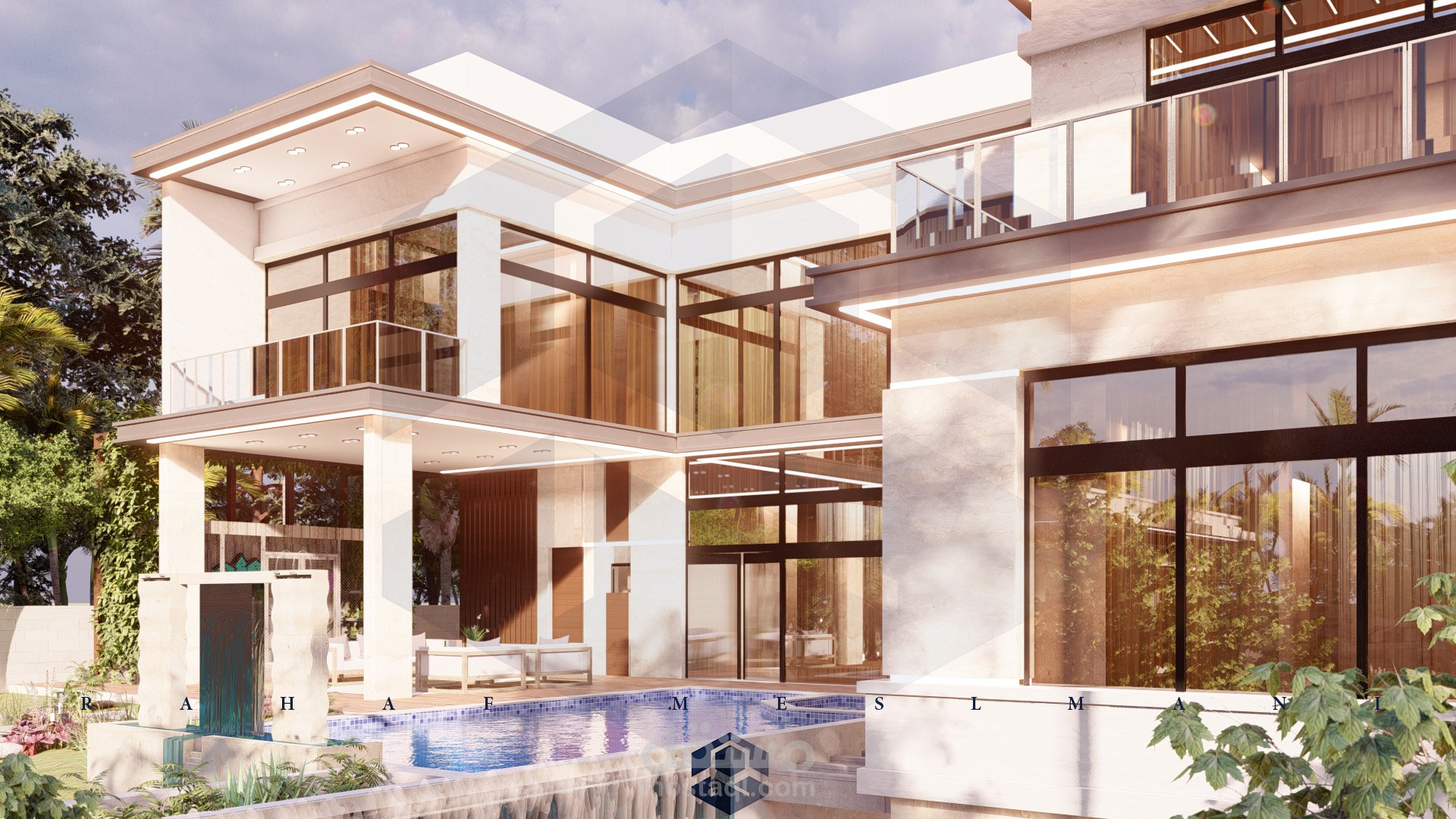 تصميم خارجي لفيلا ضمن استراحة في المملكة