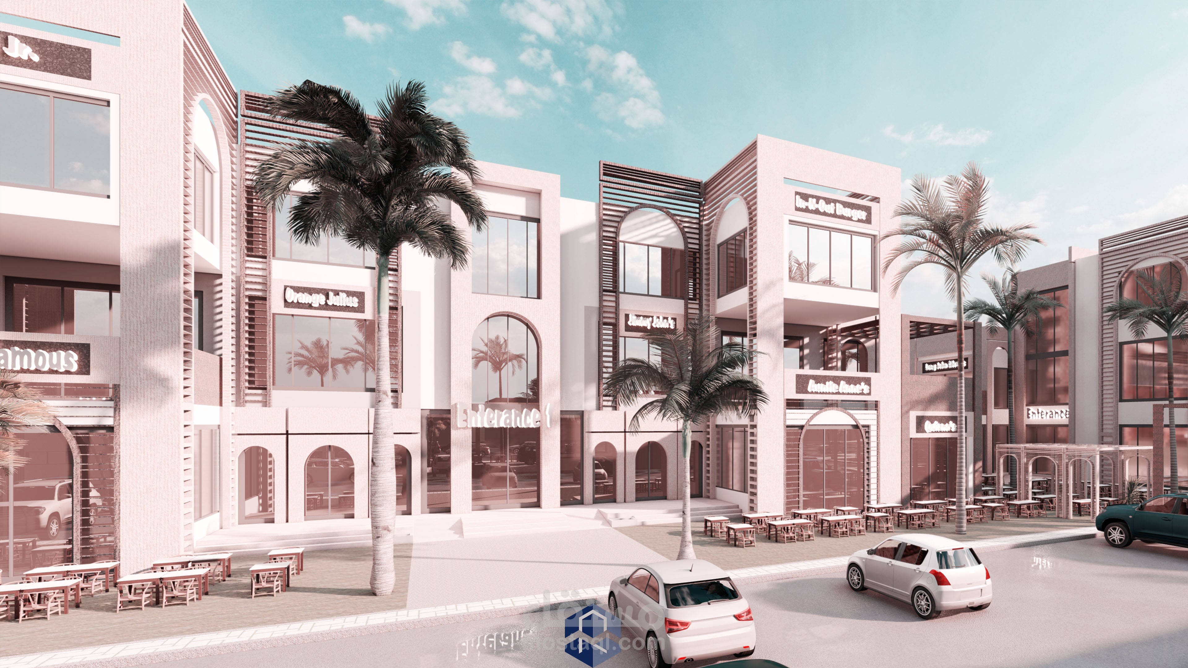 تصميم مجمع تجاري كامل  تودي وثري دي لارض تجارية