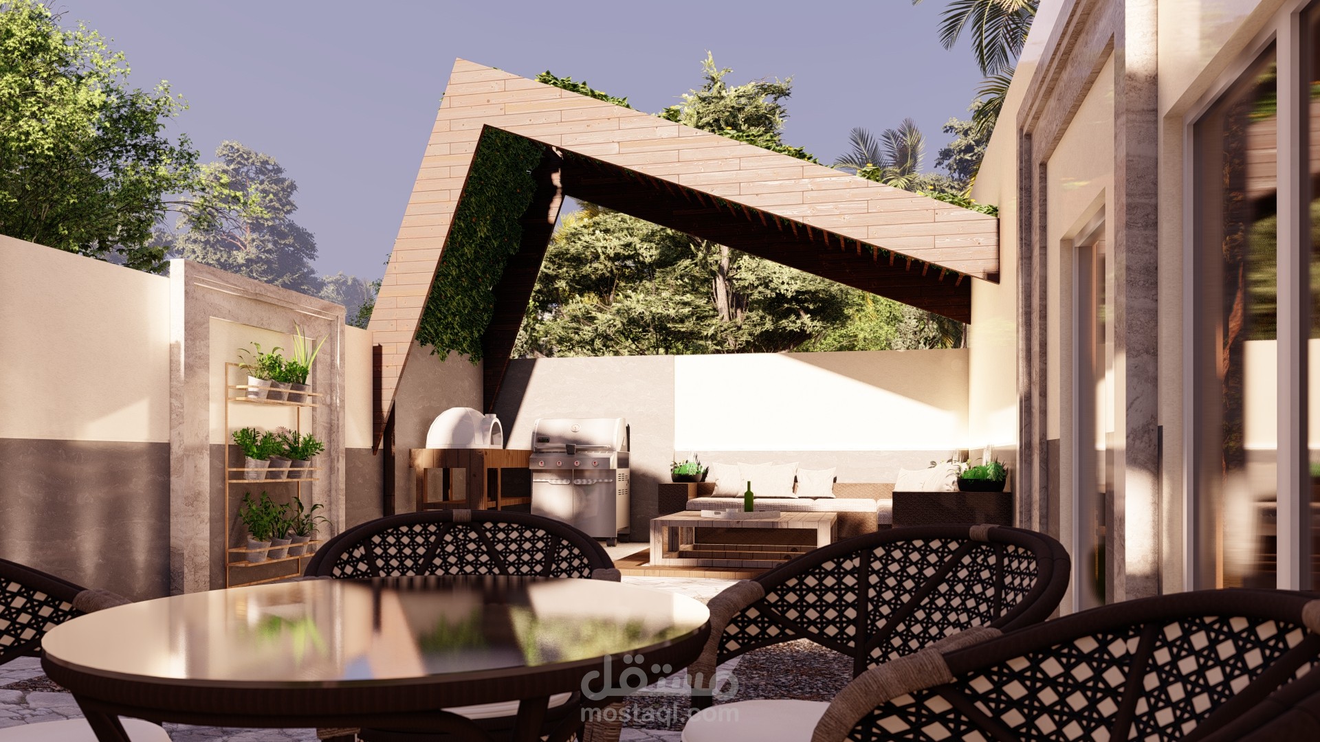 تصميم حديقة خلفية خاصة لفيلا في المملكة