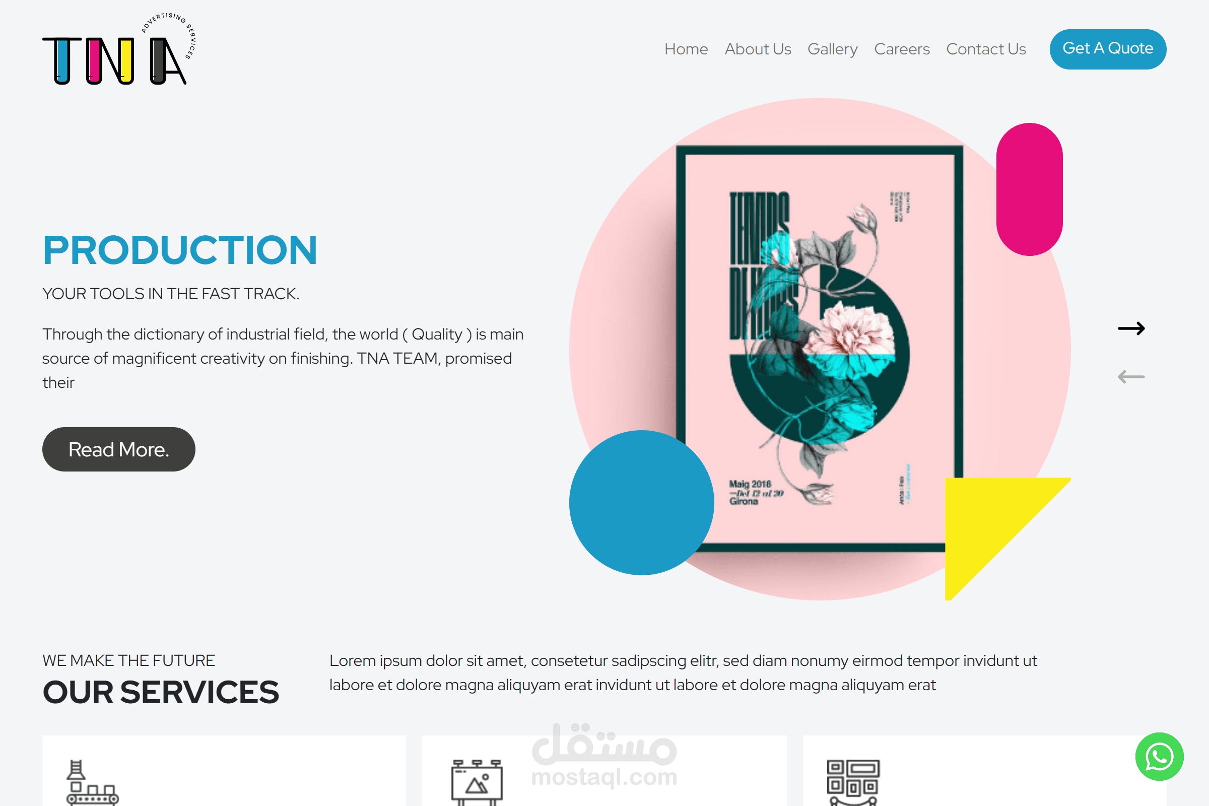 Landing Page For TNA Company