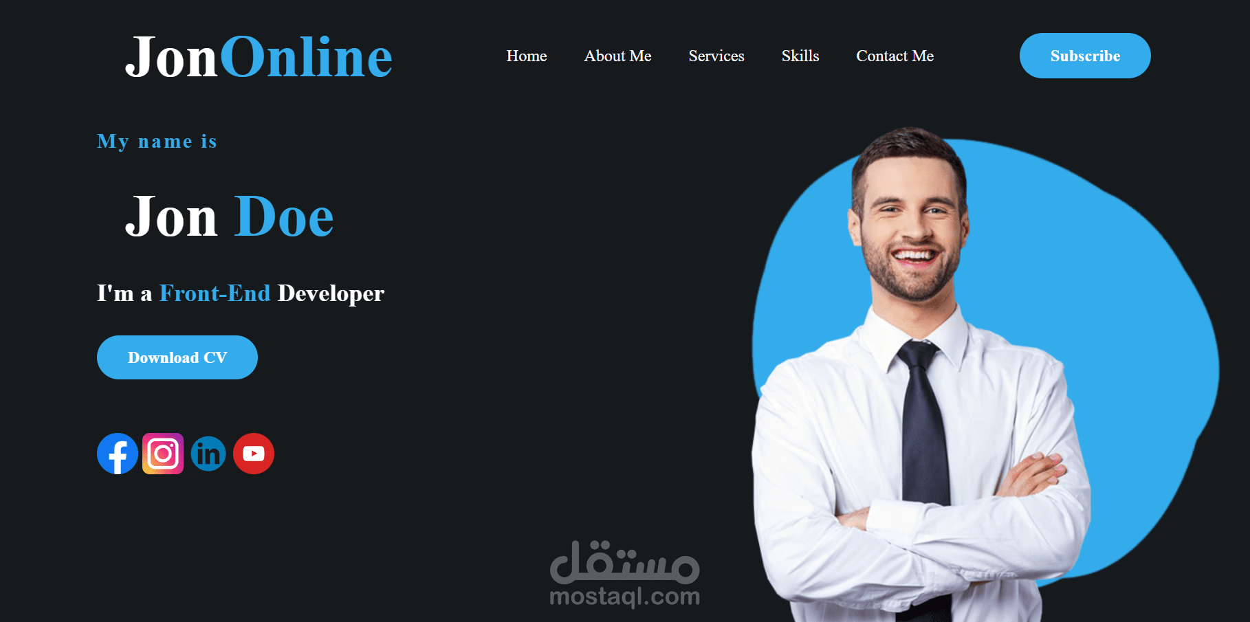 صفحة تعريف شخصية جاهزة مصممة بال  CSS و ال HTML