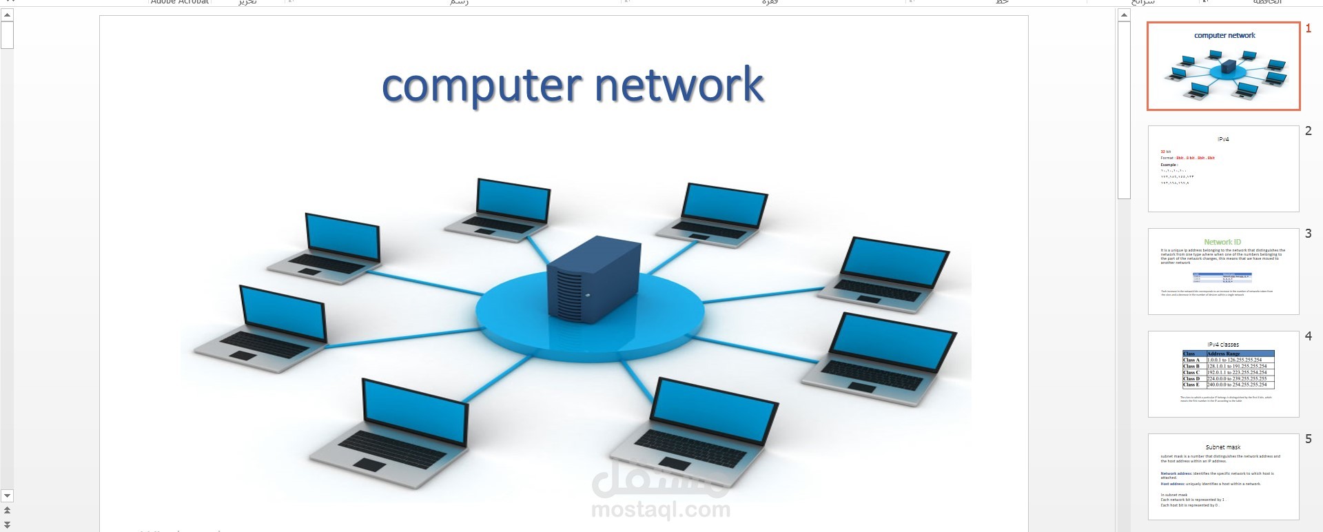 عرض تقديمي لمحاضرة ip & ip subniting