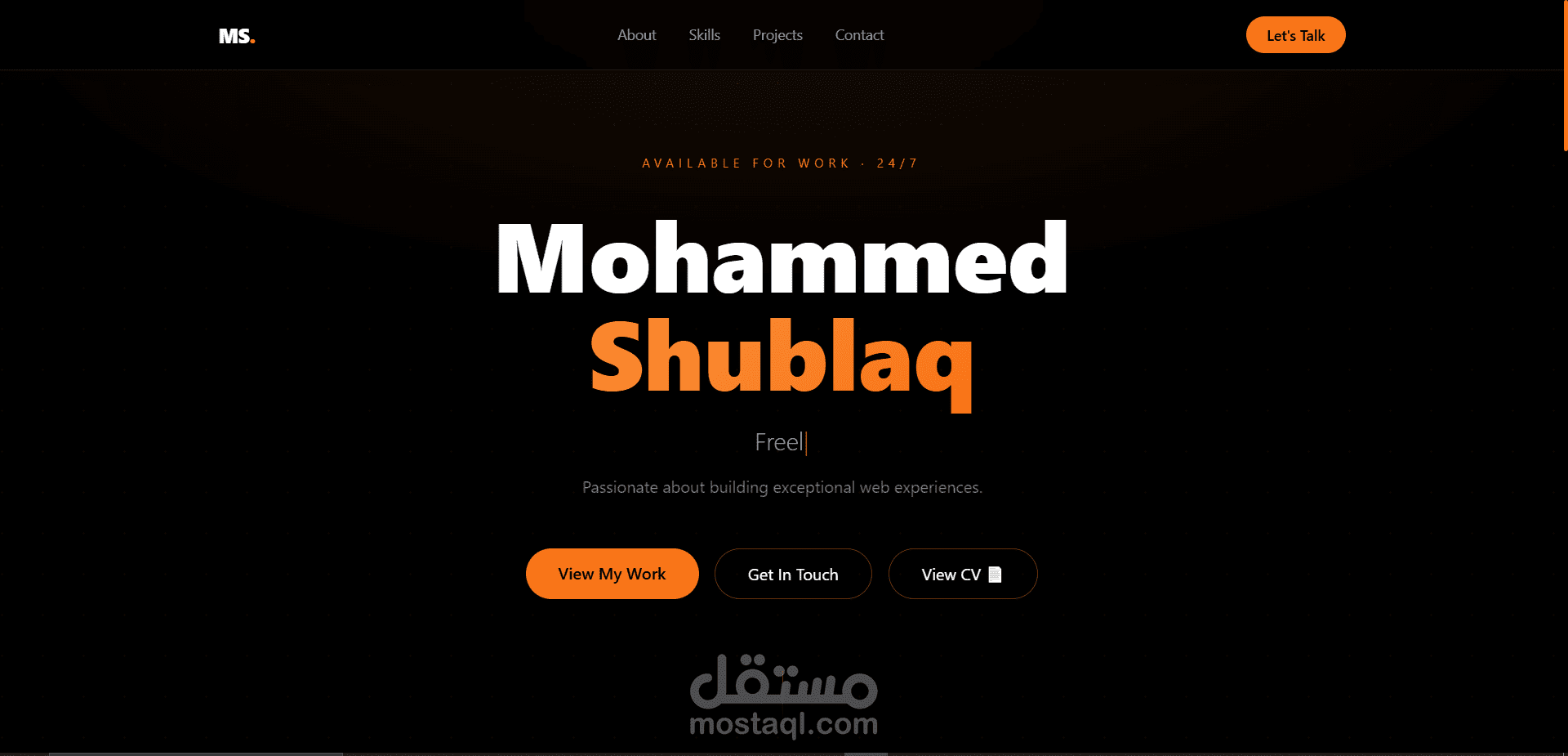 موقع معرض أعمال ذكي (Full-Stack) مع لوحة تحكم متكاملة وأنيميشن تفاعلي - إنجاز قياسي