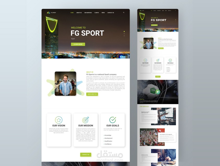 تصميم موقع fg sports