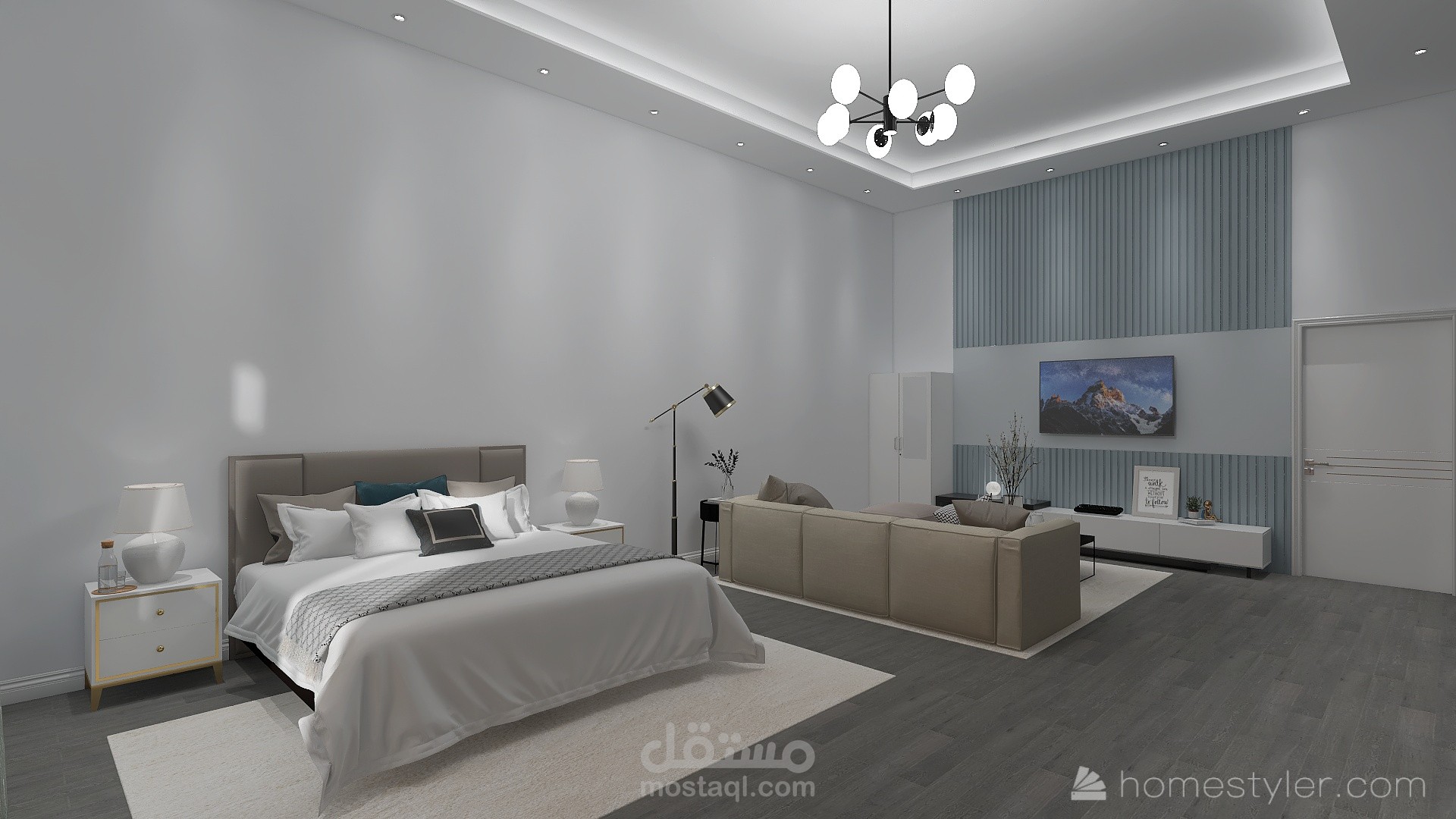 تجديد غرفة نوم و غرفة مكتب مودرن بسيط