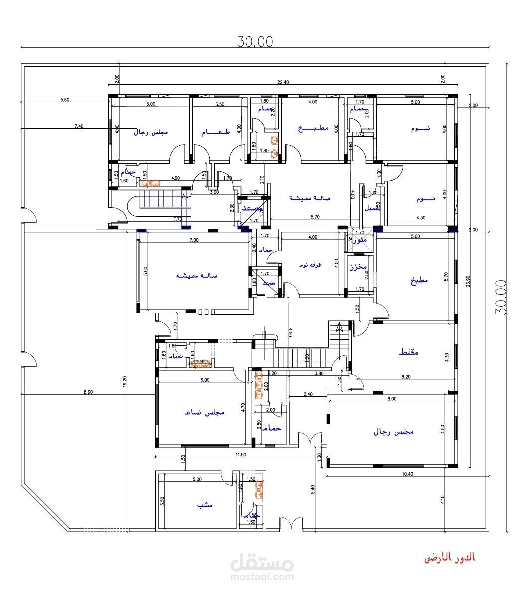 تصميم و اعداد مخططات لفيلا دوبلكس في المملكة