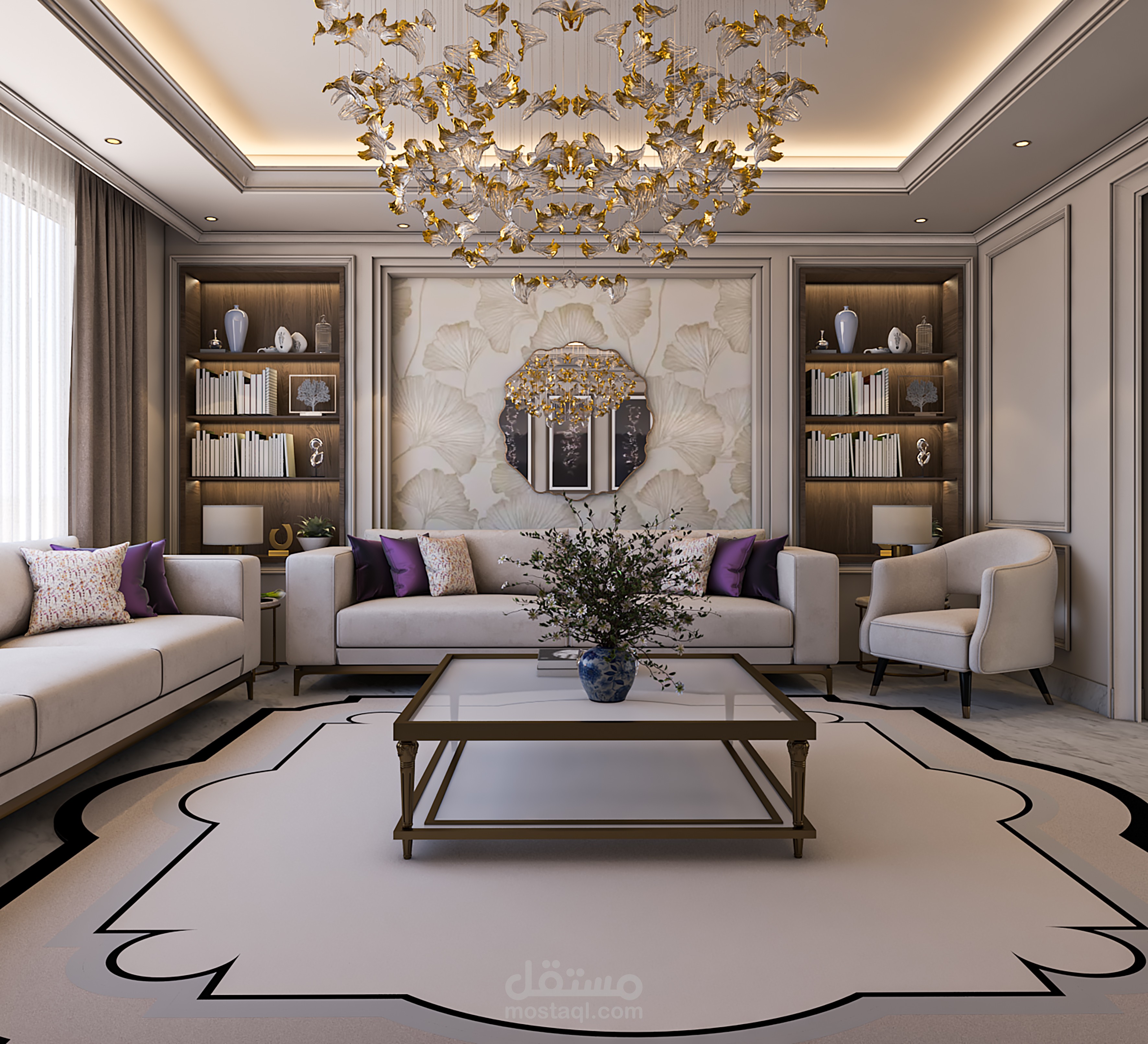 تصميم داخلي لصاله وصالون