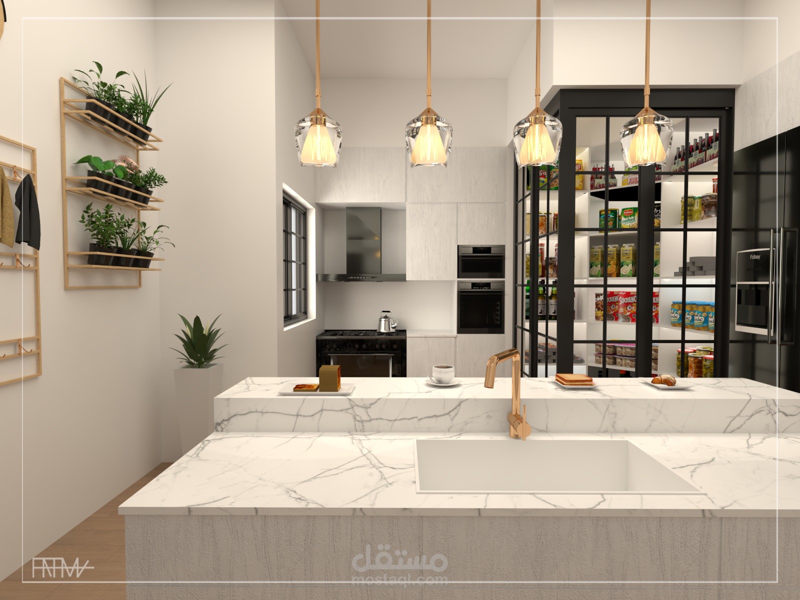 تصميم مطبخ مع مخزن