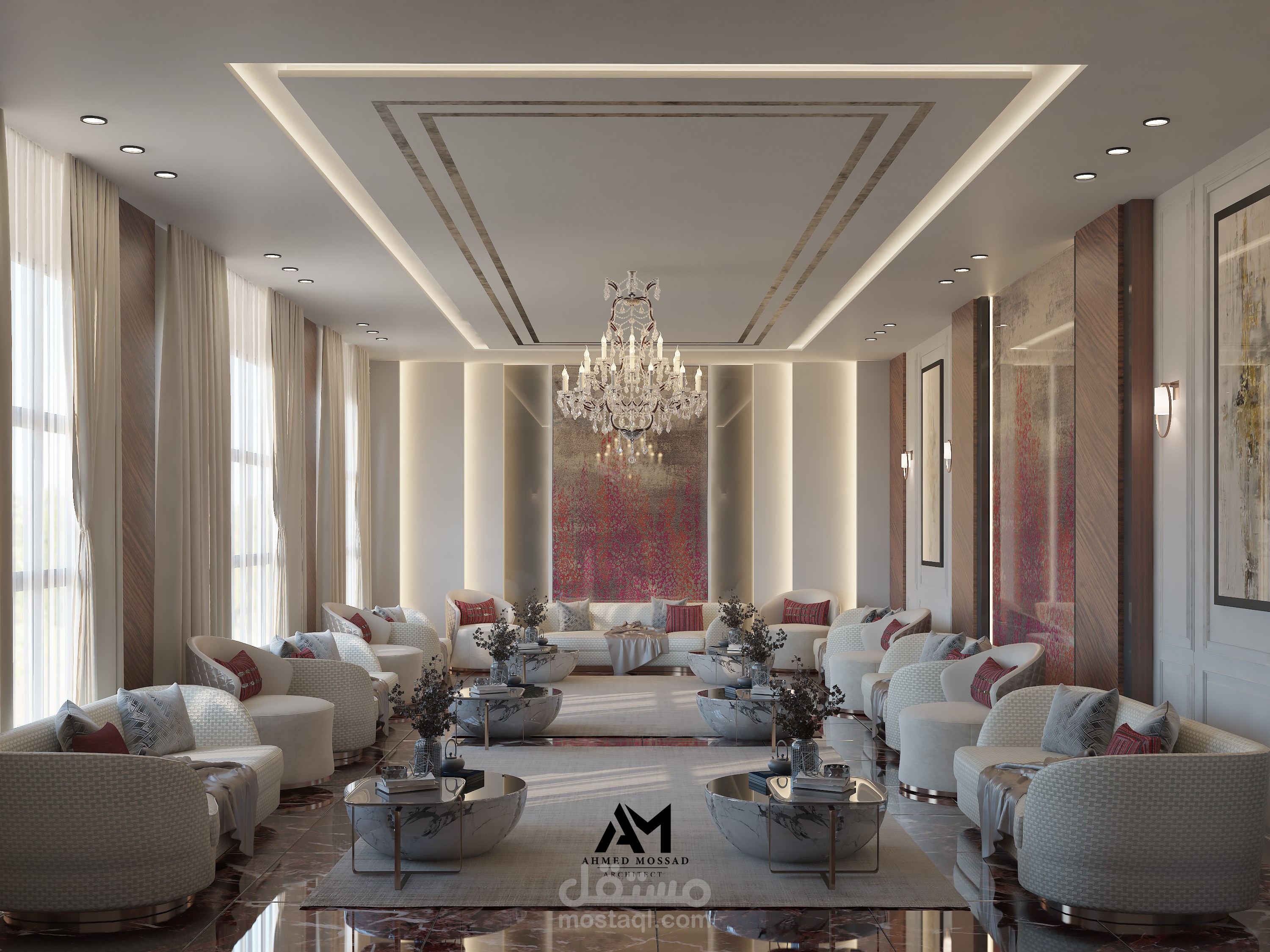 تصميم  3D مجلس رجال بالمملكة العربيه السعودية