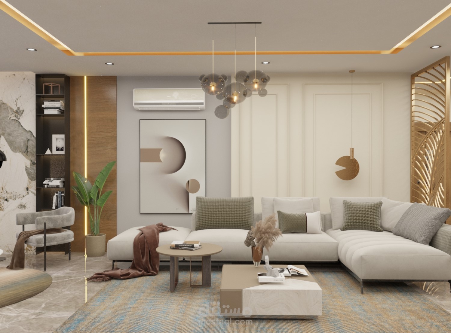 تصميم 3D   ريسيبشن شقه 300م^2