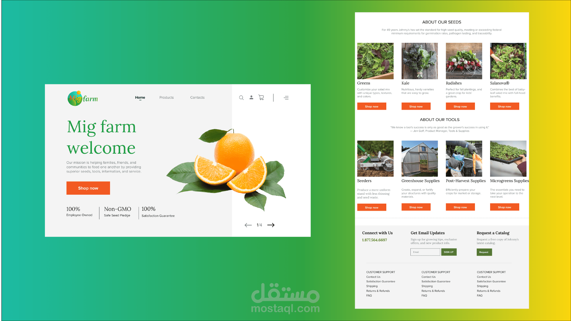 تصميم لمتجر إلكتروني لبيع منتجات زراعية
