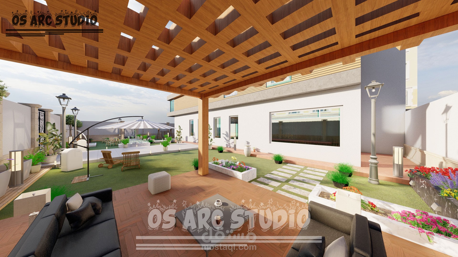 تصميم حديقة منزل بالسعودية