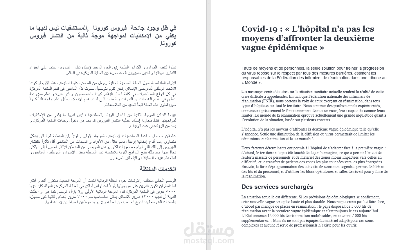ترجمة احترافية لمقال من الفرنسية إلى العربية