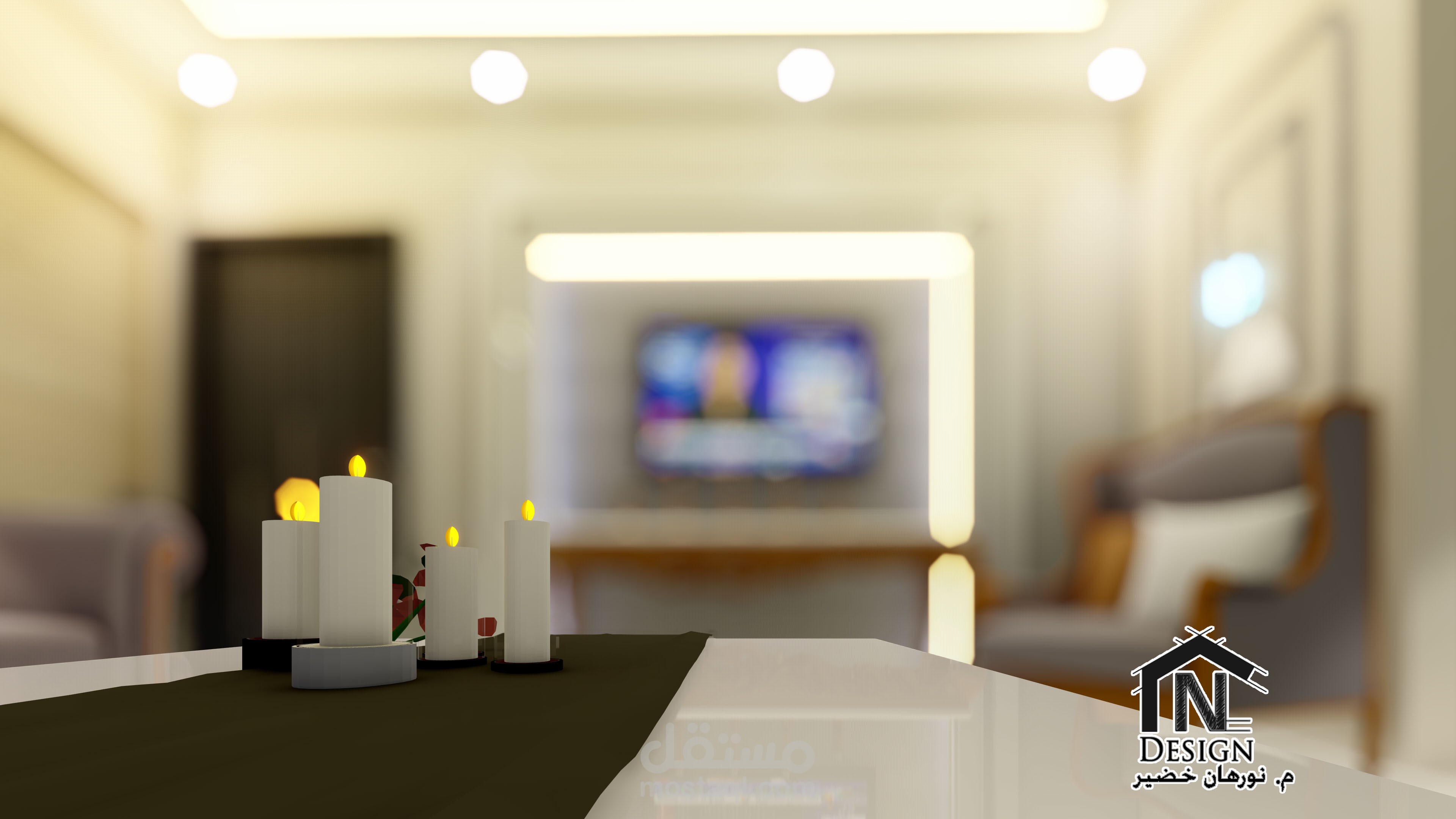 تصميم غرفة ضيافة على الطراز نيو كلاسيك