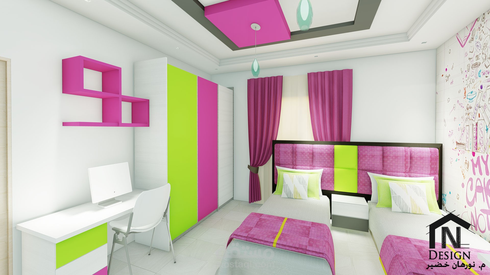 تصميم معماري داخلي غرفة نوم بنات