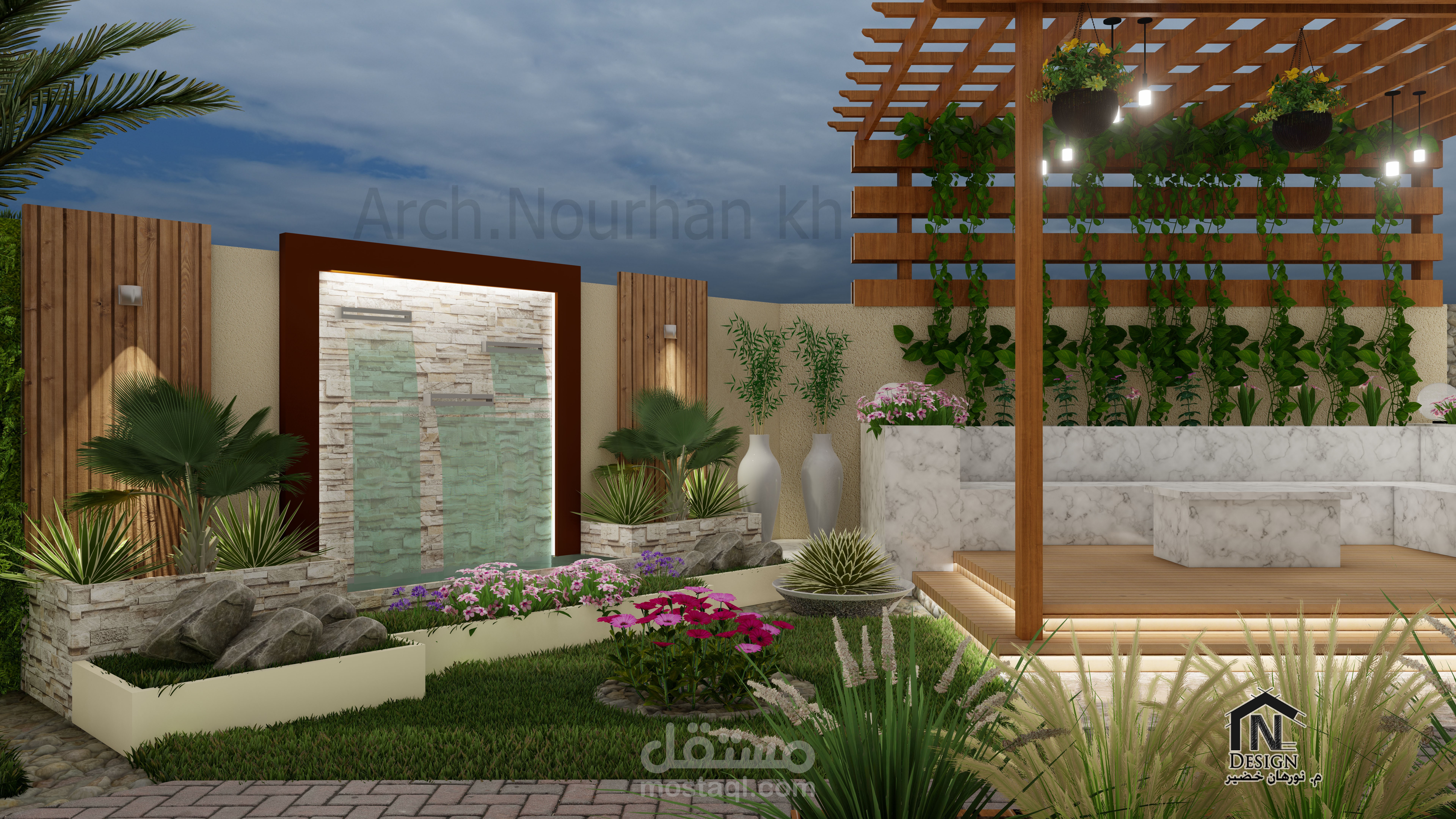 تصميم حديقة فيلا سكنية, Landscape design