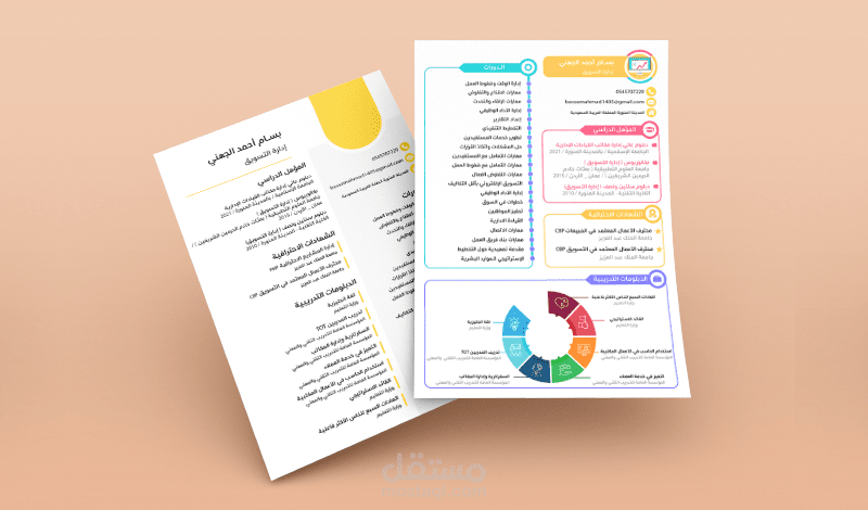 تصميم سيرة ذاتية (انفوجرافيك/ كتابية)