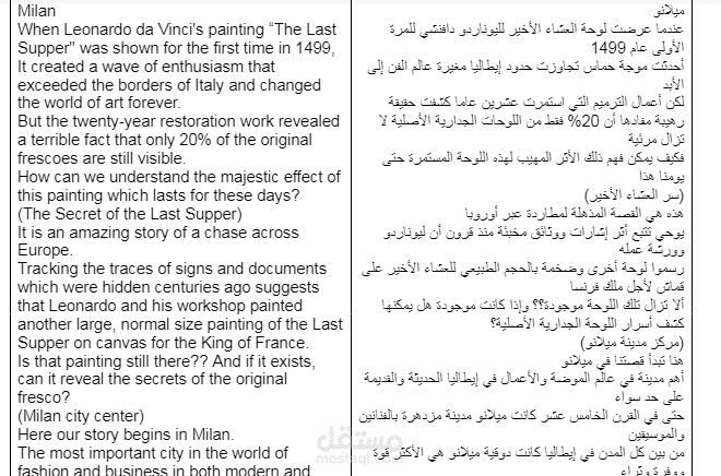 Translation from Arabic to English