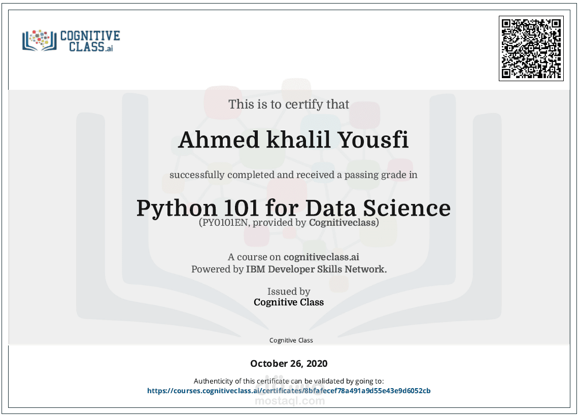 Python 101 for Data Science certificate