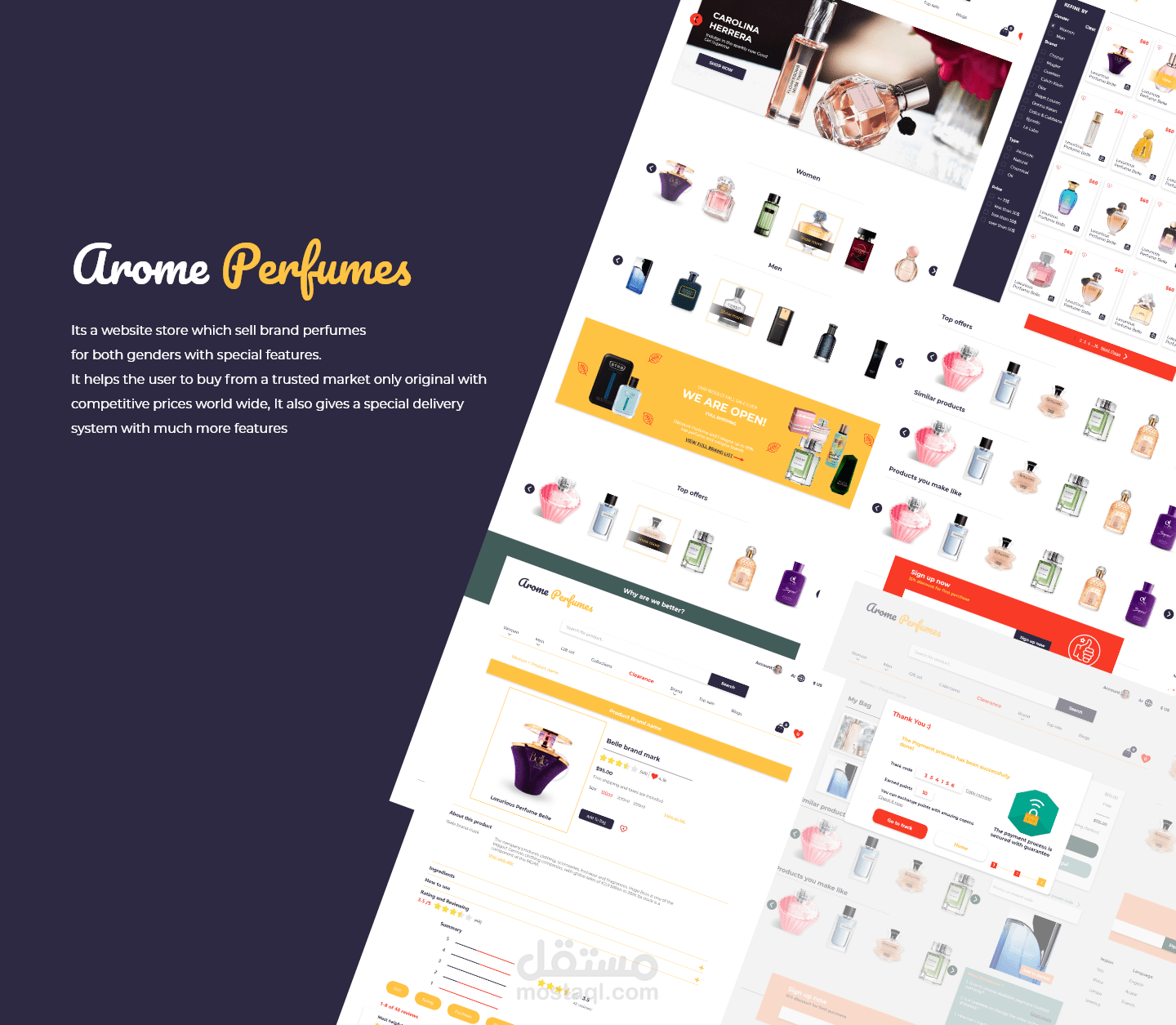 UX-UI دراسة كاملة عن تصميم موقع تجارة الكترونية لبيع العطور - Perfume store