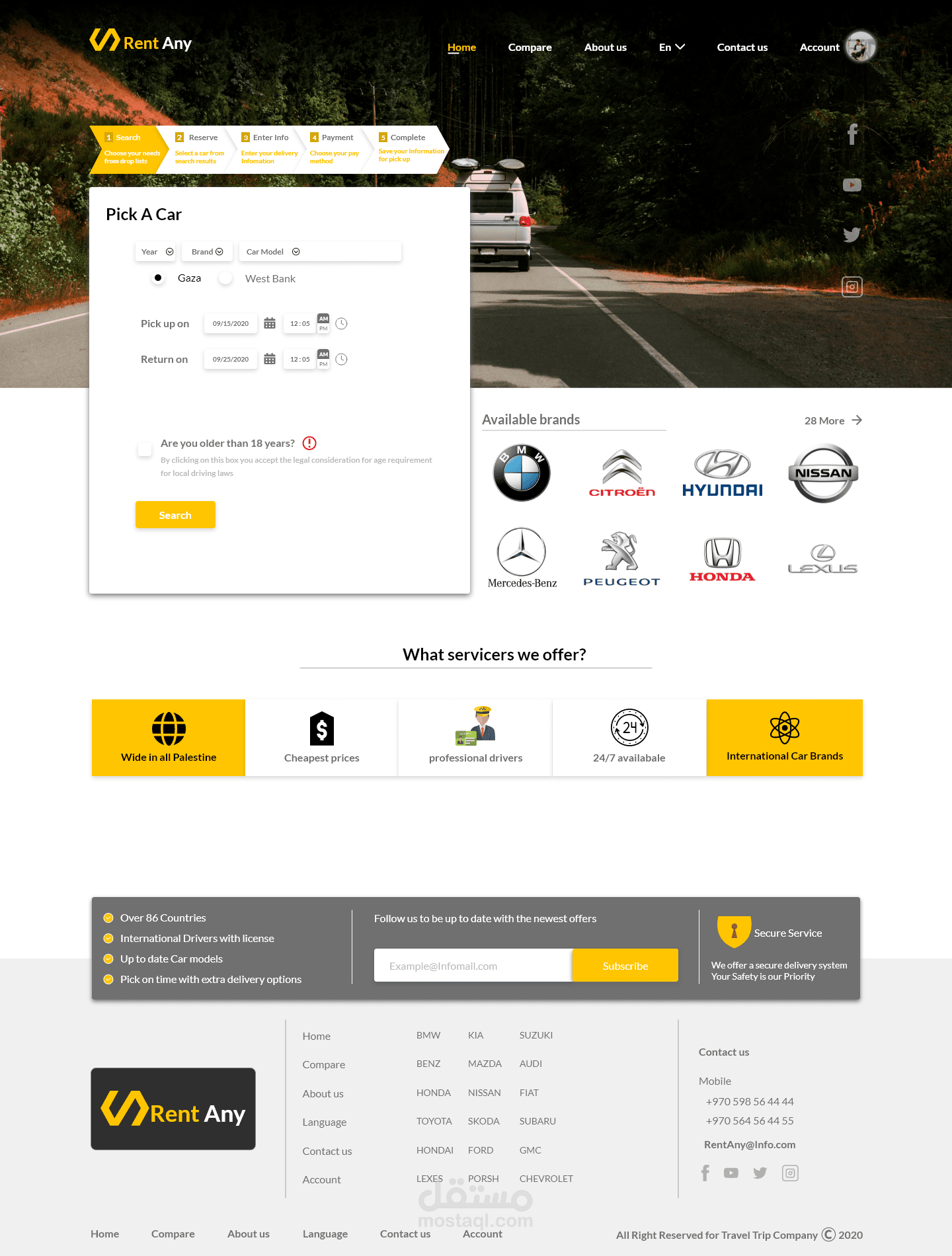 تصميم موقع لتأجير السيارات باستخدام Adobe Xd